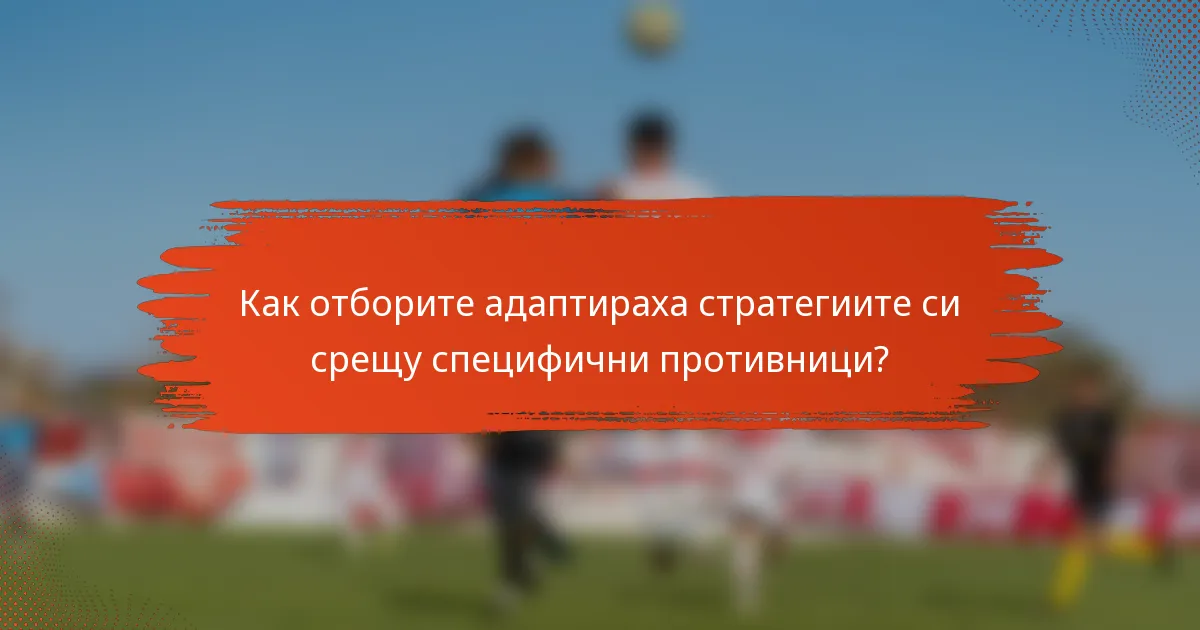 Как отборите адаптираха стратегиите си срещу специфични противници?
